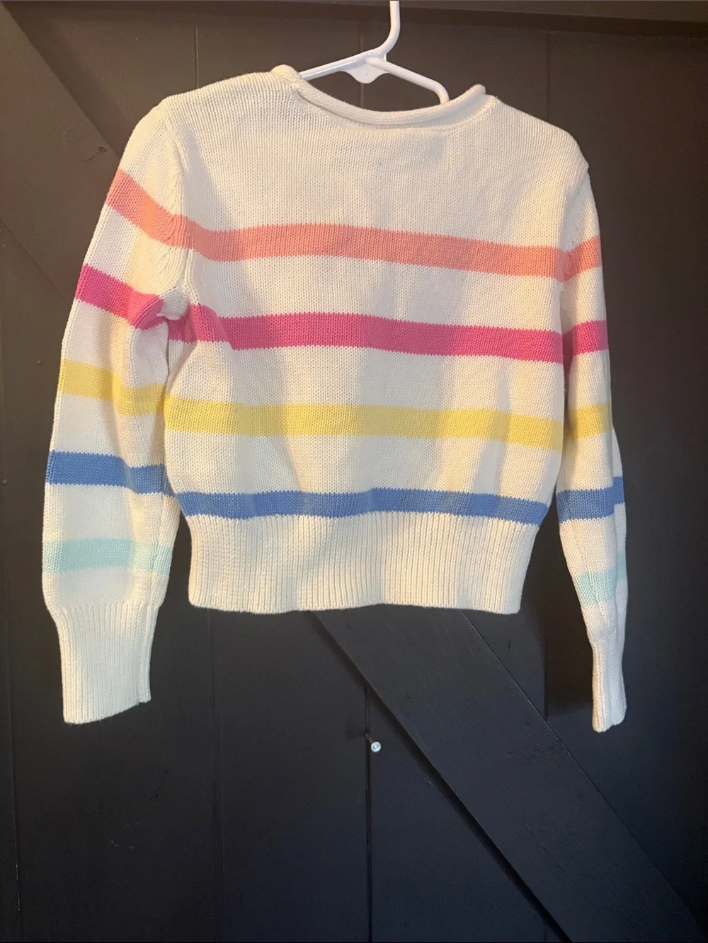 GAP Cream Sweater with Pink, Yellow & Blue Stripes